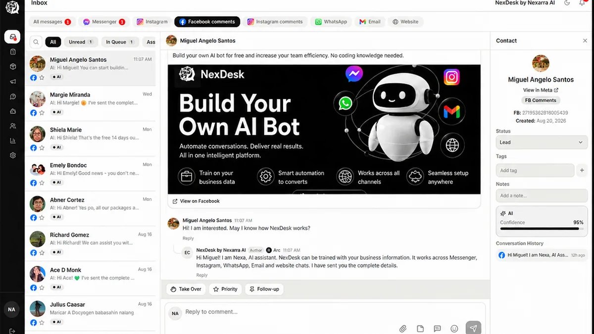 NexDesk unified inbox view